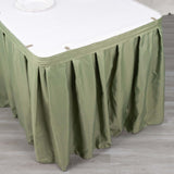 21ft Eucalyptus Sage Green Pleated Polyester Table Skirt, Banquet Folding Table Skirt