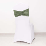 5 Pack Dusty Sage Green Wide Ruffled Fitted Spandex Chair Sash Band