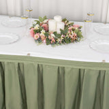 21ft Eucalyptus Sage Green Pleated Polyester Table Skirt, Banquet Folding Table Skirt