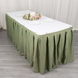 21ft Eucalyptus Sage Green Pleated Polyester Table Skirt, Banquet Folding Table Skirt