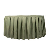 21ft Eucalyptus Sage Green Pleated Polyester Table Skirt, Banquet Folding Table Skirt