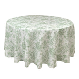 Polyester 120 Round Tablecloth White - Dusty Sage Green French Toile Pattern