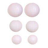 Set of 6 - Blush | Rose Gold Hanging Paper Lanterns Round Assorted Size#whtbkgd