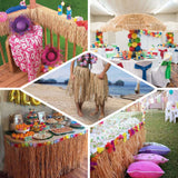 9FT Natural Raffia Table Skirt, Tropical Table Skirts for Hawaiian Decoration