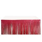 Metallic Foil Fringe Table Skirt, Self Adhesive Party Table Skirt - Matte Red