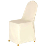 Beige Polyester Banquet Chair Cover, Reusable Stain Resistant Slip On Chair Cover