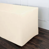 8FT Beige Fitted Polyester Rectangular Table Cover