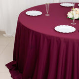 132inch Burgundy Premium Scuba Wrinkle Free Round Tablecloth, Scuba Polyester Tablecloth