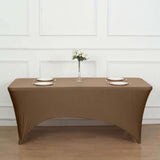 6ft Taupe Spandex Stretch Fitted Rectangular Tablecloth