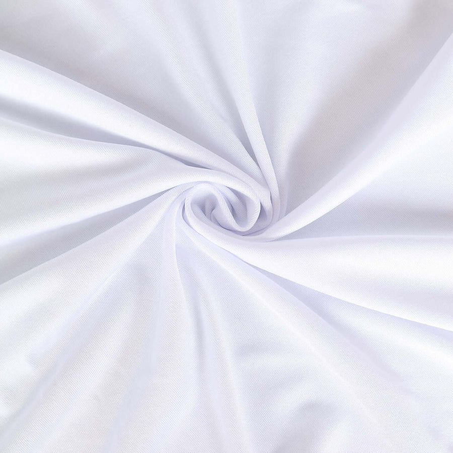 Spandex Rectangle 72"x30" Table Skirt White with Wavy Skirt-Like Effect Stylish Table Cover for Weddings, Banquets & Trade Shows