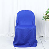 Royal Blue Polyester Folding Chair Cover, Reusable Stain Resistant Slip On Chair Cover