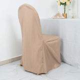 10 Pack Nude Polyester Banquet Chair Cover, Reusable Stain Resistant Slip On Chair Cover