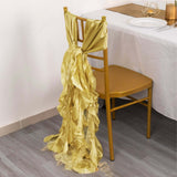 5 Pack Champagne Curly Willow Chiffon Satin Chair Sashes