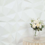 12 Pack | 20inch x 20inch Matte White 3D Texture PVC Diamond Design Wall Tiles