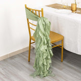 5 Pack Sage Green Curly Willow Chiffon Satin Chair Sashes