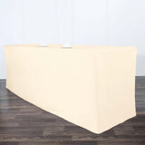 8FT Beige Fitted Polyester Rectangular Table Cover