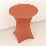 Terracotta (Rust) Highboy Spandex Cocktail Table Cover, Fitted Stretch Tablecloth