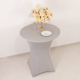 Silver Highboy Spandex Cocktail Table Cover, Fitted Stretch Tablecloth