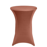 Terracotta (Rust) Highboy Spandex Cocktail Table Cover, Fitted Stretch Tablecloth