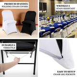 Black Premium Spandex Stretch Fitted Folding Chair Cover With Foot Pockets - 220 GSM