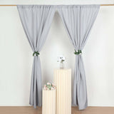 2 Pack Silver Polyester Event Curtain Drapes, 10ftx8ft Backdrop Event Panels With Rod Pockets