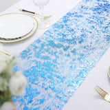 108inch Sparkly Metallic Royal Blue Foil Thin Mesh Polyester Table Runner - 25GSM