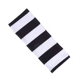 5 Pack | Black/White Stripe Spandex Fit Chair Sashes, Elastic Bands - 5x14Inch