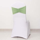 5 Pack Sage Green Wide Ruffled Fitted Spandex Chair Sash Band