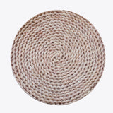 6 Pack Wheat Woven Rattan Print Disposable Dining Table Mats, 13inch Round Cardstock Paper Placemats