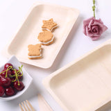 25 Pack | 5x8inches Eco Friendly Birchwood Wooden Dessert Serving Plates