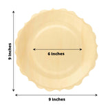 12 Pack | 9inch Natural Birch Wood Scalloped Biodegradable Dinner Plates