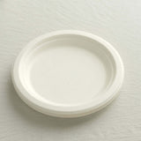 50 Pack | 7inch White Biodegradable Bagasse Dessert Plates, Sugarcane Appetizer Salad Party Plates
