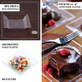 12 Pack | 4inch Clear Mini Square Plastic Appetizer Plates, Disposable Dessert Plates