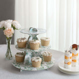 3-Tier White Green Cardboard Dessert Display Stand with Eucalyptus Leaves Print, Tea Party Cupcake