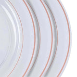 10 Pack | 10inch Très Chic Rose Gold Rim Clear Disposable Dinner Plates, Party Plates#whtbkgd