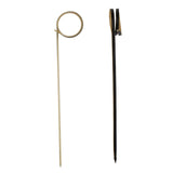 5inch Eco Friendly Black Loop Ring Party Picks, Bamboo Skewers, Decorative Top Cocktail Sticks