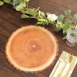 6 Pack Farmhouse Natural Wood Slice Print Disposable Dining Table Mats 13inch Round Cardstock Paper