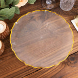 10 Pack Clear Sunflower Disposable Dinner Plates with Gold Scalloped Rim