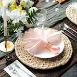 4 Pack | Natural Corn Husk 15inch Round Woven Placemats, Braided Rustic Rattan Tablemats