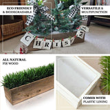 24"x6" Whitewash Rectangular Wood Planter Box Set With Removable Plastic Liners