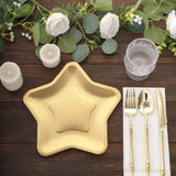 25 Pack Matte Gold Star Shaped Eco Friendly Party Plates, 9inch Paper Dinner Plates - 300GSM