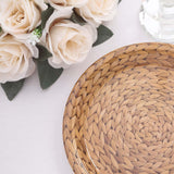 25 Pack Natural Disposable Party Plates With Woven Rattan Print