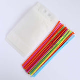 50 Pack Translucent Stand-Up Plastic Smoothie Drink Bags with Straws, 12oz Reusable Hand-Held Zipper