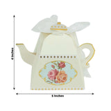 25 Pack 4inch Ivory Mini Teapot Favor Boxes, Tea Time Gift Box with Ribbon