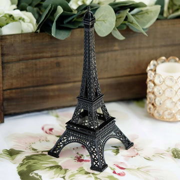 Eiffel Tower Table Centerpiece Metal Black - Stylish Decorative Cake Topper for Parties & Gatherings 10"