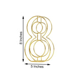 8" Tall | Gold Wedding Table Numbers | Freestanding 3D Decorative Metal Wire Numbers | 8