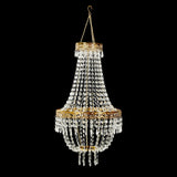 2ft Empire Style Beaded Crystal Chandelier with Gold Ornate Metal Frame, Adjustable Hanging