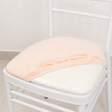 5 Pack Blush Stretch Chiavari Chair Cushion Covers, Spandex Fitted Dining Chair Seat Pad