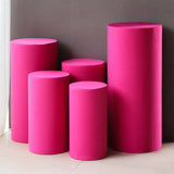 Set of 5 Fuchsia Cylinder Stretch Fitted Pedestal Pillar Prop Covers