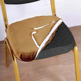 Gold Dining Chair Seat Cover, Velvet Chair Cushion Cover With Tie